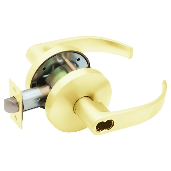 Grade 2 Storeroom Cylindrical Lock, SFIC Prep Less Core, Quantum Lever, Standard Rose, Bright Brass